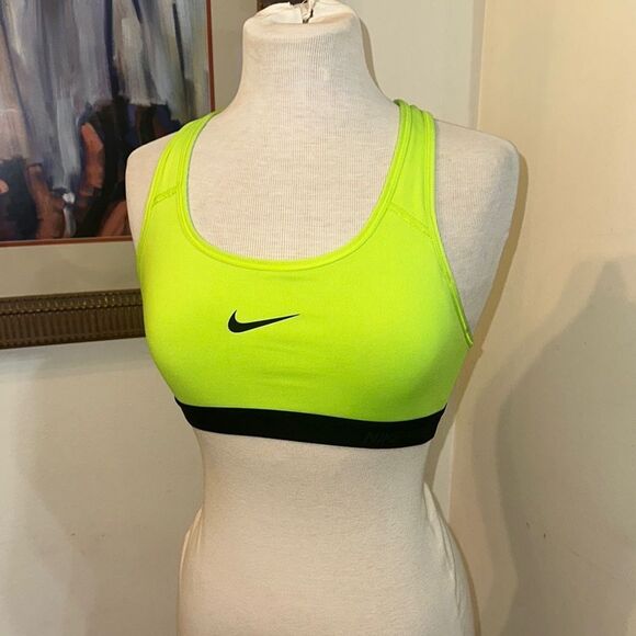 Nike Green and Black Sports Bra with Racerback Design Size Medium - Picture 1 of 9